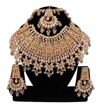 Soni craft greceful gold plated grey kundan jewel set (1044) 1