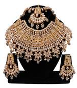 Soni craft greceful gold plated grey kundan jewel set (1044)