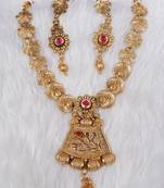 Soni craft gold plated maroon  kundan jewel set (1057)