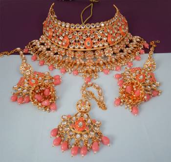 Soni craft romantic color gold plated choker kundan jewel set (1056) 3