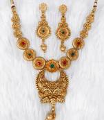Soni craft gold plated multi color  kundan jewel set (1060)