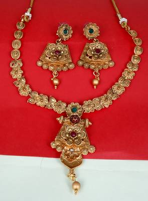 Soni craft gold plated multi color  kundan jewel set (1064) 3