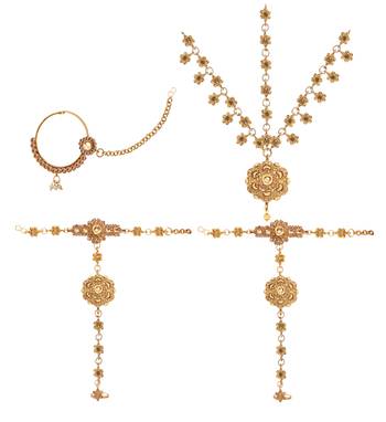 Soni art rajwadi gold plated wedding wear bridal necklace set (463) 2