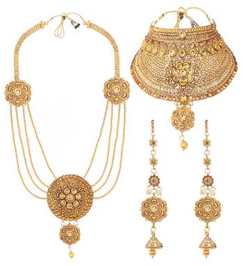 Soni art rajwadi gold plated wedding wear bridal necklace set (463) 3
