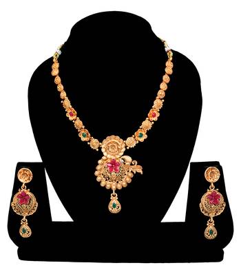 Soni craft gold plated multi color  kundan jewel set (1077) 2