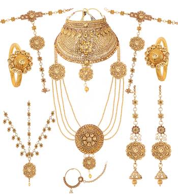 Soni art rajwadi gold plated wedding wear bridal necklace set (463) 4