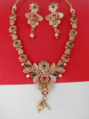 Soni craft gold plated multi color  kundan jewel set (1074) 2