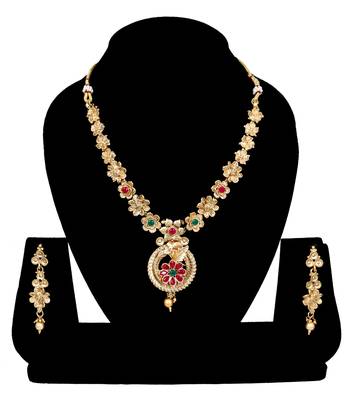 Soni craft gold plated multi color  kundan jewel set (1071) 2