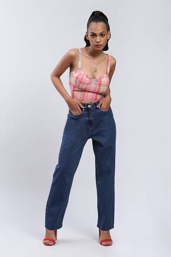 Dark blue high rise jeans