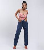 Dark blue high rise jeans