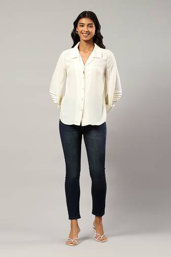 Ecru crepe shirt by LABEL