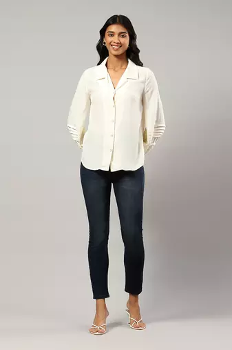 Ecru crepe shirt by LABEL