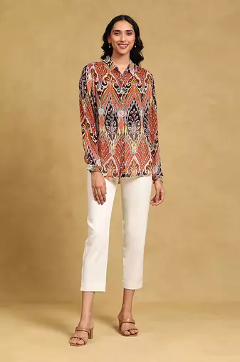 Brown printed shirt by LABEL