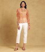 Orange printed shirt with inner by LABEL