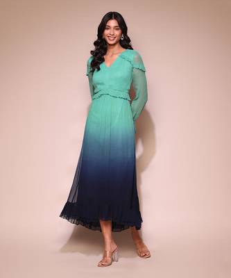 Teal ombre long dress by LABEL 1