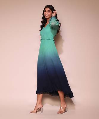 Teal ombre long dress by LABEL 2