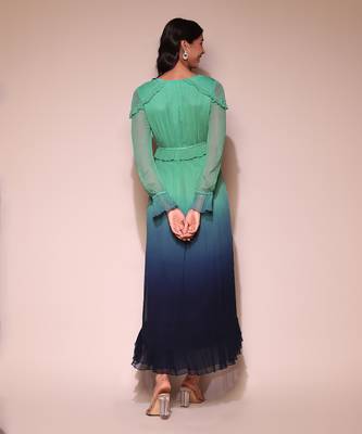 Teal ombre long dress by LABEL 4
