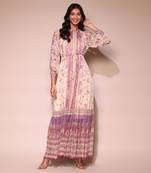 LABEL Lilac floral print chiffon long dress with inner