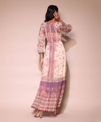 LABEL Lilac floral print chiffon long dress with inner 4