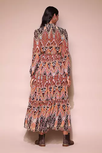 Brown printed maxi dress
