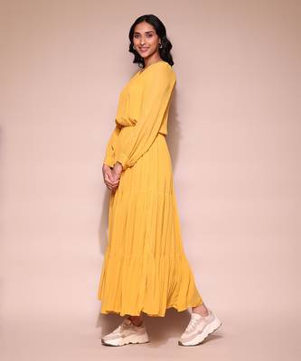 LABEL Mustard yellow blouson maxi dress 2
