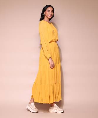 LABEL Mustard yellow blouson maxi dress 3
