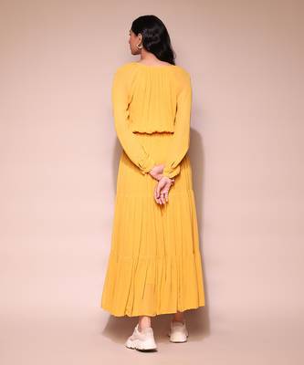 LABEL Mustard yellow blouson maxi dress 4