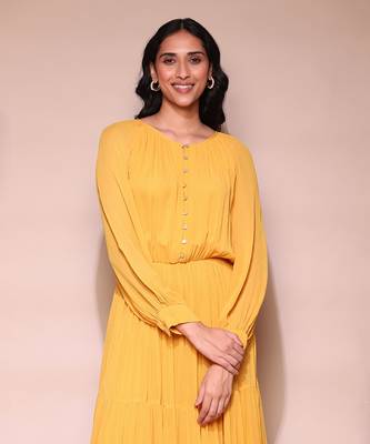 LABEL Mustard yellow blouson maxi dress 5