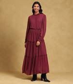 LABEL Burgundy blouson long dress