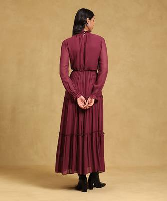 LABEL Burgundy blouson long dress 4