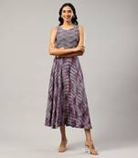 LABEL Round neck printed sleevless long dress