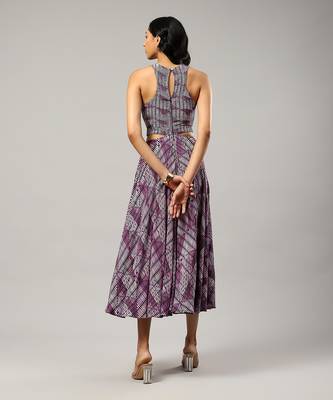LABEL Round neck printed sleevless long dress 4