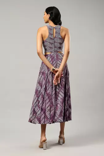 LABEL Round neck printed sleevless long dress