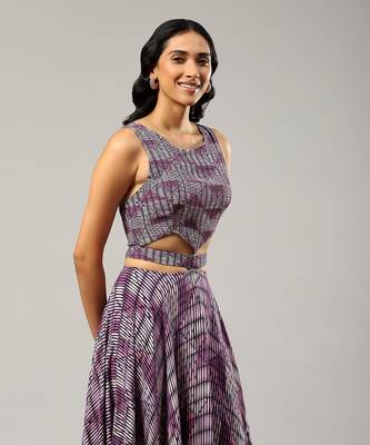 LABEL Round neck printed sleevless long dress 5