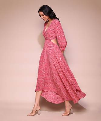 LABEL Pink polka print maxi dress 2