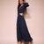 Navy blue cut away long dress