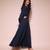 Navy blue cut away long dress