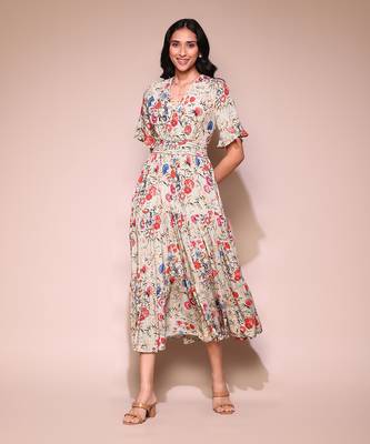 LABEL White floral print long dress 1