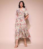 LABEL White floral print long dress