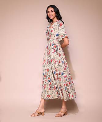 LABEL White floral print long dress 2