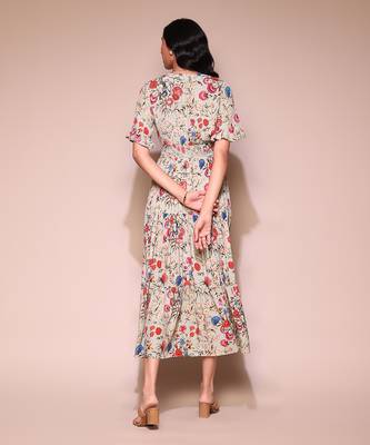 LABEL White floral print long dress 4