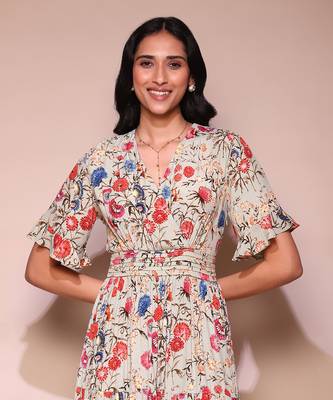 LABEL White floral print long dress 5