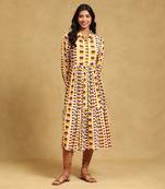 LABEL Yellow printed midi dress