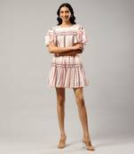 Pink geometric print short dress