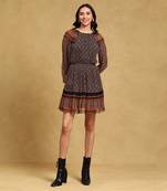 LABEL Brown aztec print short dress