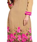 Beige and Pink printed Georgette kurtas-and-kurtis