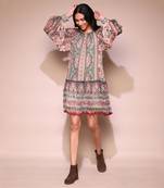 LABEL Green floral print short dress with inner