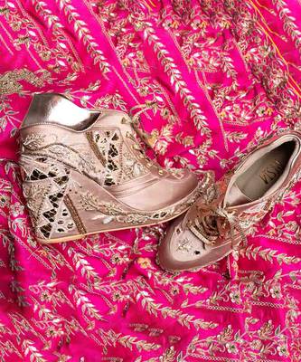 Blush pink hand embroidery wedges 1