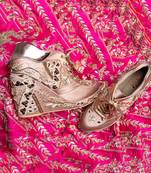 Blush pink hand embroidery wedges