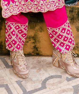Blush pink hand embroidery wedges 2